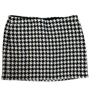 Y2K Gap Mini Skirt Black White Houndstooth Wool Womens 4 Academia Preppy Classic